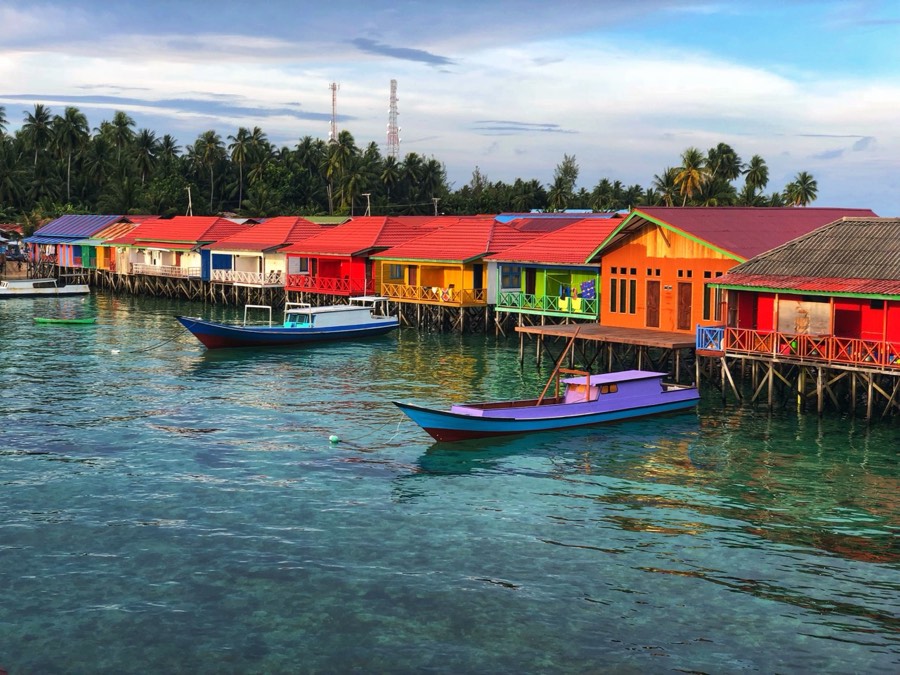 colorful waterfront houses