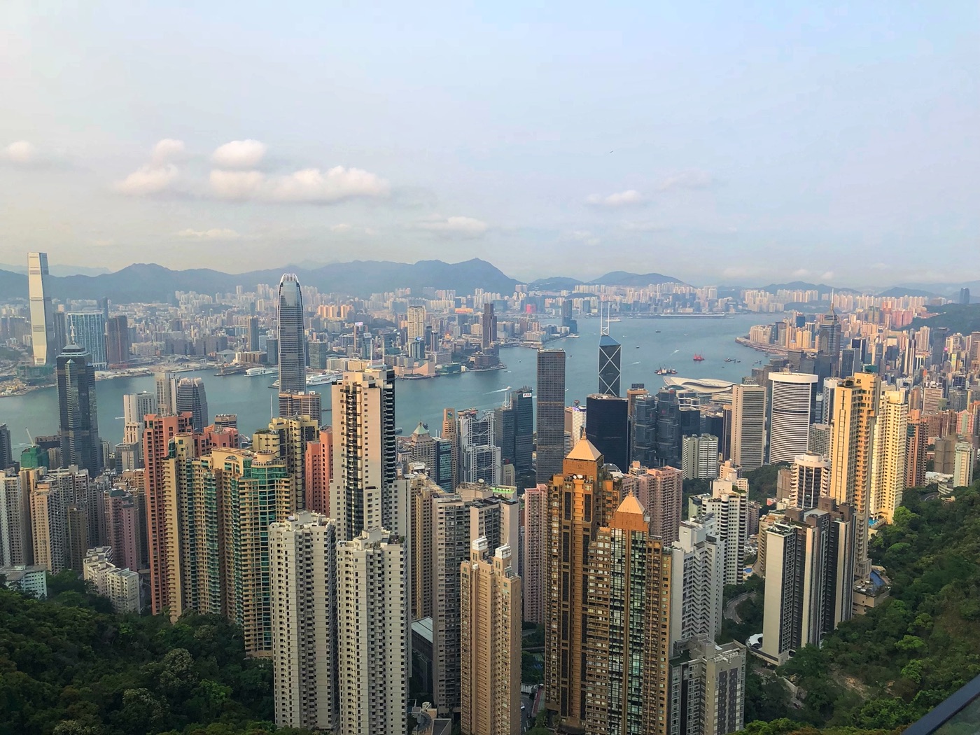Hong Kong skyline and Victoria Harbour seen from above